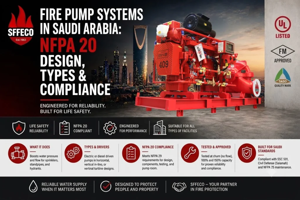 Fire Pump Systems in Saudi Arabia- NFPA 20 Design, Types & Compliance